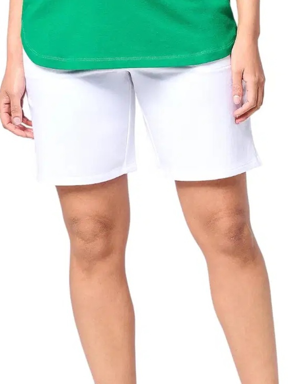 New Sport Savvy French Terry 8" Pull-On Short White size Large